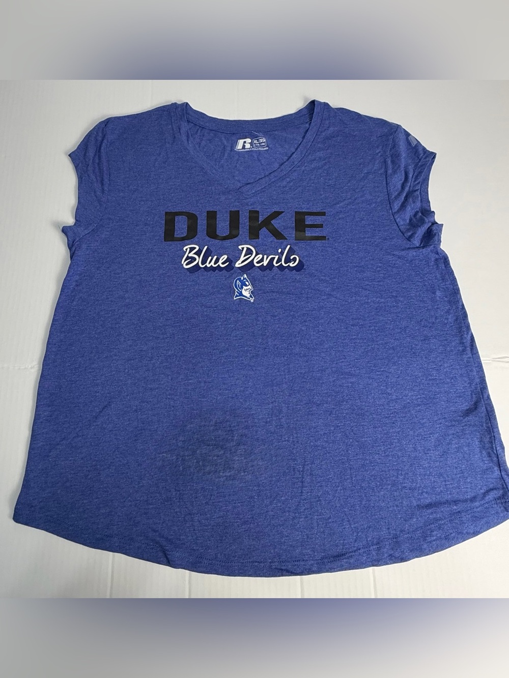 Duke Blue Devils Women's Blue Cotton Tee - Russell Athletic, no stains